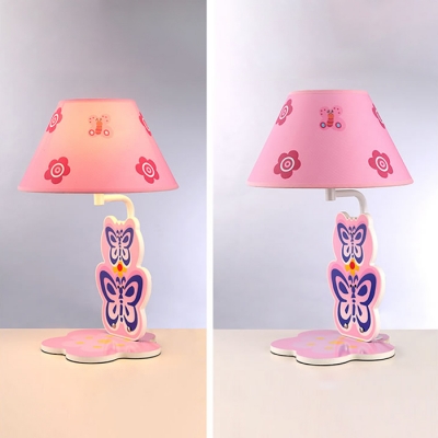 Lovely Butterfly 1 Bulb Table Lamp with Pink Fabric Shade Reading Light for Girls Bedroom