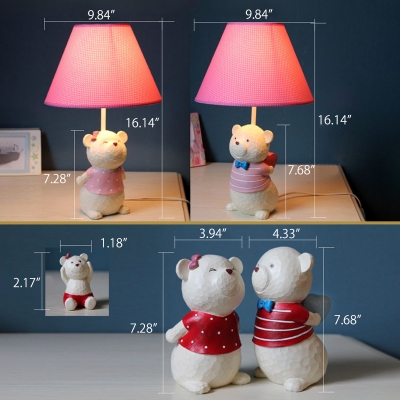 Lovely Bear Standing Table Light Boys Girls Bedroom Kindergarten Fabric Shade 1 Light Table Lamp