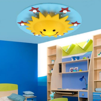 Multicolored Sun Flush Mount Decorative Plastic Multi Lights Lighting Fixture for Nursing Room