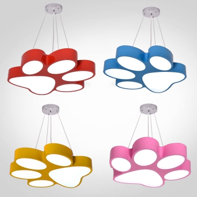 Cartoon Footprint Suspension Light Blue/Pink/Red/Yellow Acrylic Decorative Pendant Lamp for Kids