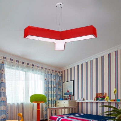 Acrylic Letter Y Shape Pendant Light Modern Kindergarten Kids Hanging Ceiling Lamp In Blue Yellow Red Beautifulhalo Com