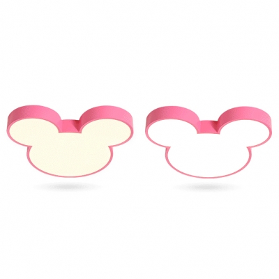 Cartoon Mouse Flush Light Blue/Pink/White Acrylic LED Ceiling Flush Mount for Kids Nursing Room