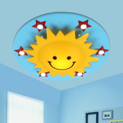 Multicolored Sun Flush Mount Decorative Plastic Multi Lights Lighting Fixture for Nursing Room