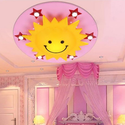 Multicolored Sun Flush Mount Decorative Plastic Multi Lights Lighting Fixture for Nursing Room