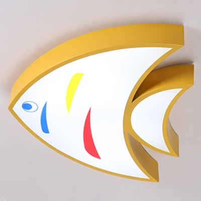 Acrylic LED Pendant Light with Fish Blue/Red/Yellow Suspended Light for Kindergarten Classroom