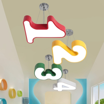 Acrylic Number Shade Hanging Light Modern Nordic Nursing Room Kindergarten LED Lighting Fixture