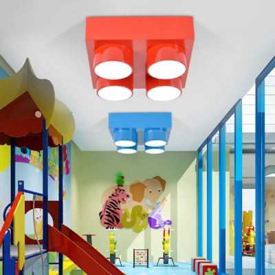 Creative Unique Toy Block Flush Light Modern Colorful Acrylic LED Ceiling Lamp for Kindergarten