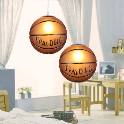 Football/Basketball Hanging Lamp Sport Theme Boys Bedroom Glass 1 Head Decorative Suspended Light