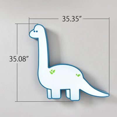 Acrylic Dinosaur LED Flush Light Cartoon Modern Kindergarten Classroom LED Ceiling Lamp in White