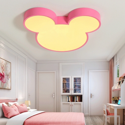 Cartoon Mouse Flush Light Blue/Pink/White Acrylic LED Ceiling Flush Mount for Kids Nursing Room