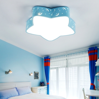 Adorable Star Shade LED Ceiling Lamp Contemporary Blue/Pink/Yellow Acrylic Lighting Fixture for Kids Room
