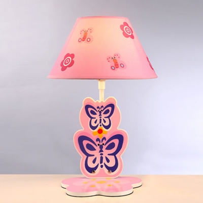 Lovely Butterfly 1 Bulb Table Lamp with Pink Fabric Shade Reading Light for Girls Bedroom