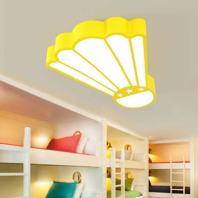 Basketball/Badminton Flush Mount Sport Theme Kids Bedroom Acrylic LED Ceiling Lamp in Pink/Yellow