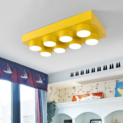 Creative Unique Toy Block Flush Light Modern Colorful Acrylic LED Ceiling Lamp for Kindergarten