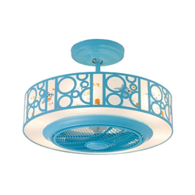 Bladeless Led Kids Room Ceiling Fan With Light In Blue Pink