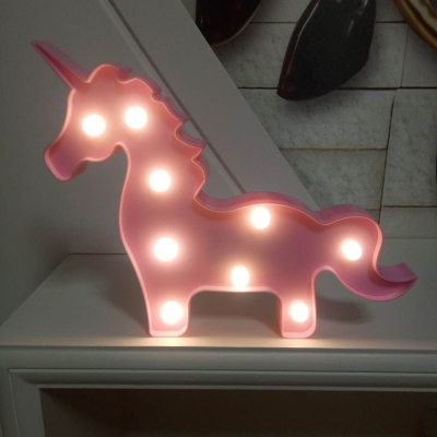 Decorative Plastic Unicorn Kids Night Light in Pink/White