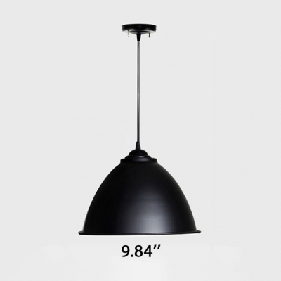 Industrial Dome Single Pendant Light Fixture with Black Shade