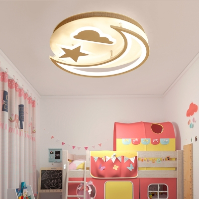 Modern Star Moon and Cloud Kids LED Ceiling Light in Metal Acrylic