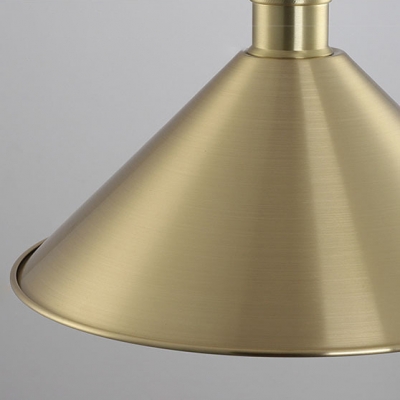 Simple Style Antique Brass Finish Ceiling Pendant Lamp with Conical Shade 4 Sizes for Option