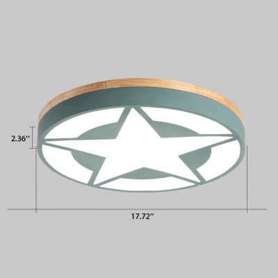 Ultra Thin Flush Mount with Star Design Boys Girls Room Acrylic LED Flush Ceiling Light in Green/Gray/White