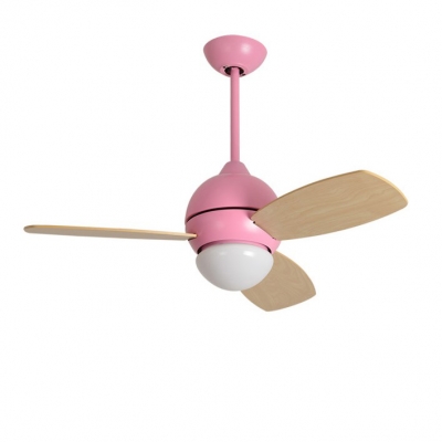 3 Wood Blade 14.18'' W Macaroon Style Chandelier Ceiling Fan for Kids in Lovely Pink/Green/Yellow
