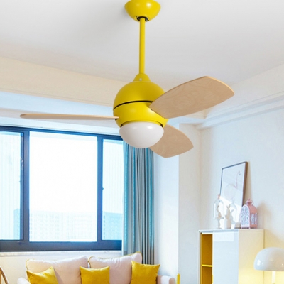 3 Wood Blade 14.18'' W Macaroon Style Chandelier Ceiling Fan for Kids in Lovely Pink/Green/Yellow