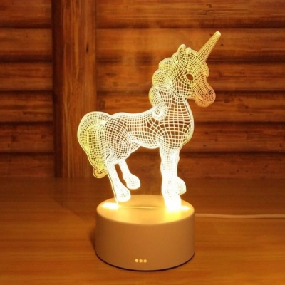 3D Effect Acrylic Deer/Cat/Unicorn/Horse LED Night Light Button Switch/USB Touch/Remote Control 