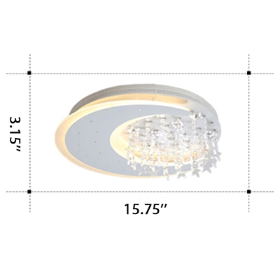 Contemporary Led Bedroom Flushmount Light Moon Crystal Ceiling Light Fixture for Dining Room Kitchen
