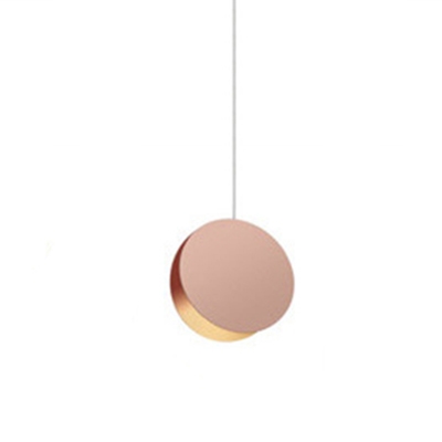 Contemporary Macaroon Round Pendant Light Metal 1 Light Hanging Light in White/Yellow/Brown