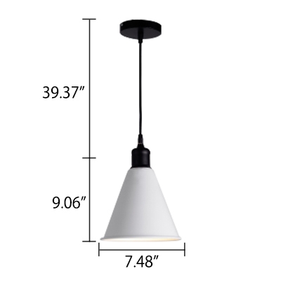 Contemporary Simple Style One Bulb Pendant Lamp in White Finish 8.66