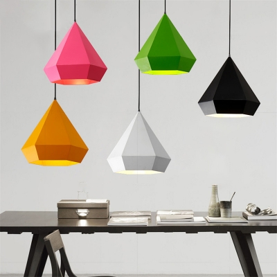 Metallic Diamond Pendant Lamp Nordic Style Bedroom 1 Light Suspension Light for Children