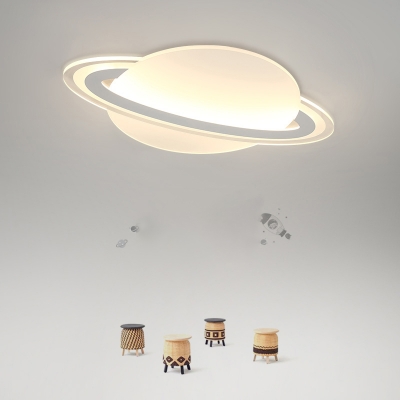 Globe Boys Room LED Flush Ceiling Lamp White/Warm Light