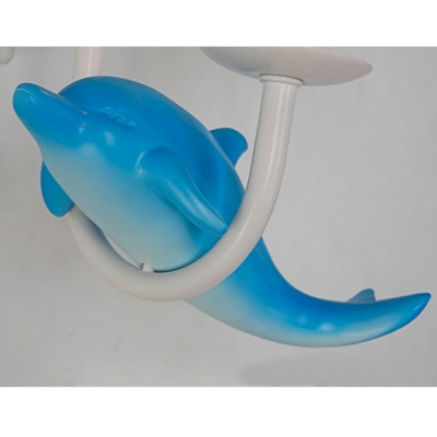 Dolphin 1/2 Light Wall Light Sconce Seaside Blue/Pink Fabric Lighting Fixture for Kids Bedroom
