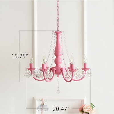 Modern Dining Room Kids Bedroom Chandelier 6 Light Metal Crystal Balls Chandelier Light 