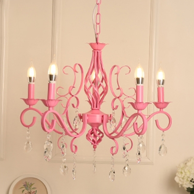 Modern Pink Chandelier Foyer Lighting Crystal Chandelier Candle Chandelier Tadpoles Chandelier