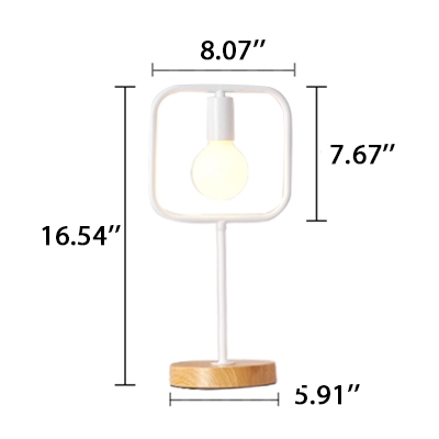 Question Mark/Triangle/Rectangle Bracket White Mini Table Lamp with Wood Base ( 1-Light)