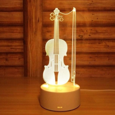 Rechargeable Acrylic Guitar/Sailing Boat 3D Night Light 3 Styles for Option