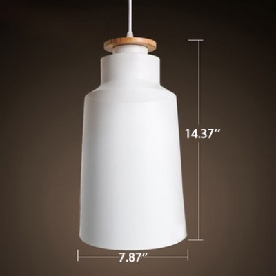 Simple Style 1-Light Wooden Hanging Lamp with Iron Shade for Restaurant