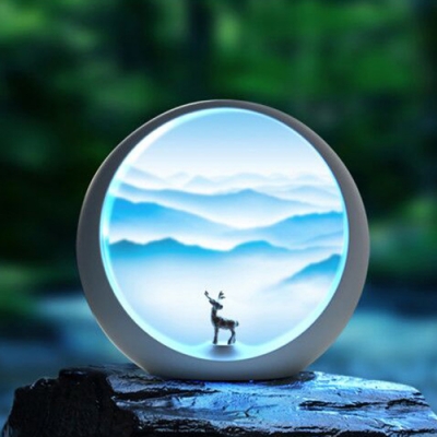 Stand Anywhere Switch Moon/Mountain Wooden Night Light 
