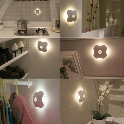 Stick Anywhere Battery Powered/Chargeable Mini Wall Night Light in Flower Shape