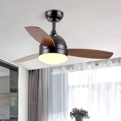 Wood And Metal Living Room LED 16.54'' W Ceiling Fan Mount with Lights in White/Satin Black