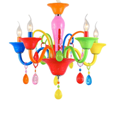 Art Deco Chandelier Kid Chandelier Colorful Indoor Chandelier Candle with Crystal Balls