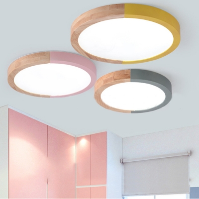 Circular Shape Led Ceiling Fixture Macaron Simple Living Room