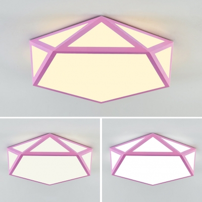 Children Youth Pentagon Flush Light Modernism Colorful Acrylic LED Flush Ceiling Light