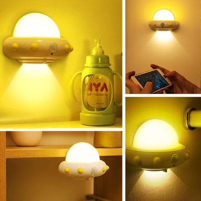 Dimmable Spaceship Plug-in/Motion-Sensor LED Kids Night Light 4 Colors Available