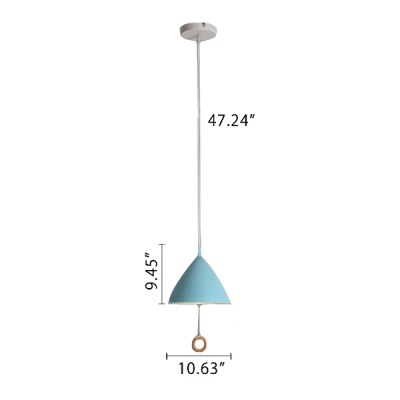 Conical 1 Light Pendant Lamp Colorful Macaron Metal Hanging Lamp for Corridor Kitchen