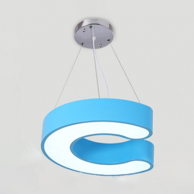 Cute ABCD's Hanging Lamp Modern Chic Kindergarten Acrylic LED Suspension Light in Blue/Pink/Yellow/Red