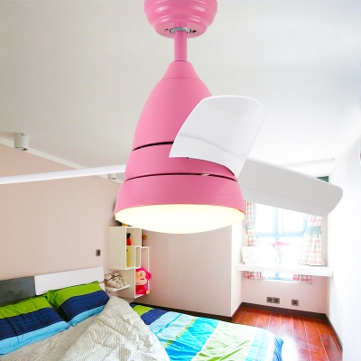 Macaroon Blue/Pink LED Kids Room Ceiling Fan with 3 Blade 10.24 Inch Width