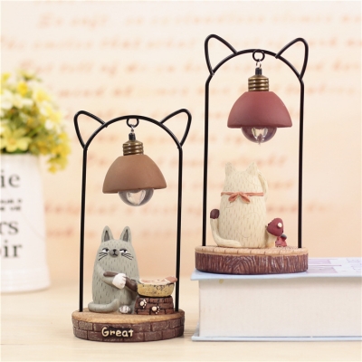 Metal Resin Cat Decorative Kids Room Night Light 4 Style for Option