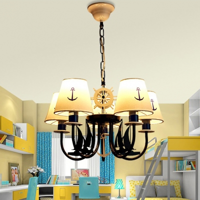 Mediterranean Sailboat Chandelier Boys Room Metal 5 Lights Ceiling